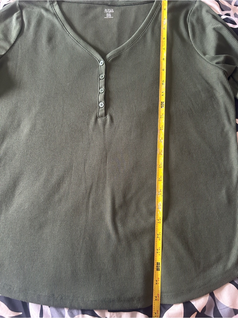 a.n.a Olive Green Long-Sleeve Henley Top - Picture 6 of 9